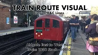 Train Route Visual | District / H&C Line - Aldgate East to West Ham | 10012