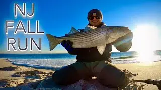Surf Fishing NJ FALL RUN for STRIPED BASS!! Using Sand Eel Lures!
