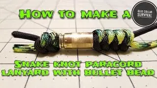 How to make a snake knot paracord lanyard with .40 cal bead