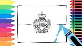 How to Draw a San Marino Flag - Coloring Pages for kids -Drawing a Sammarinese Flag | Tanimated Toys