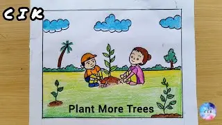 Plant more trees Drawing | Save Tree Save Earth easy poster Drawing | Planting more trees Drawing