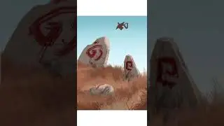 Standing stones. A digital landscape painting with procreate.