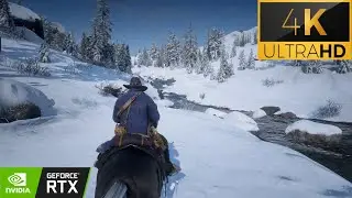 Red Dead Redemption 2 | 4k ULTRA HDR Gameplay | Calming Snow Ride