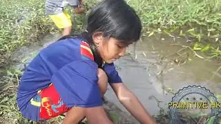 Primitive HK: Amazing Muddy soil Hole Trap - Smart Girl  Build Fish , Get Alot of Fish Real .