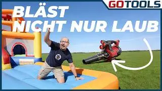 Wie stark sind Akku-Laubbl&auml;ser wirklich? Der H&uuml;pfburg-Beweis