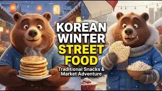 Cute Bear's Winter Market Mukbang 🐻 (Korea Street Food)