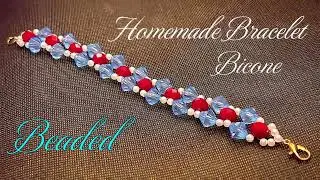 DIY Red Crystal & Pearl Bracelet Tutorial | easy bracelet #braceletmaking #beads #diy 