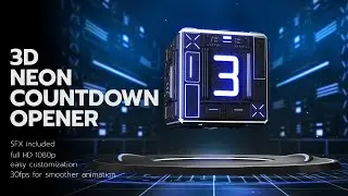 3D Neon Countdown Opener After Effects Templates