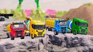 TRANSPORTING PUBLIC WORK VEHICLES, FIRE ENGINE, SCANNIA MIXER RGB TO GARAGE   FS22