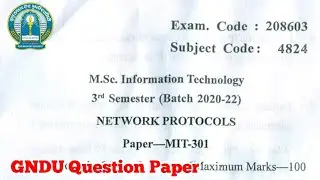Gndu Msc Information Technology 3rd Semester Network Protocols Question Paper || Msc IT Paper