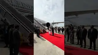 President Mohamed Muizzu of Maldives warmly receives PM Modi upon his arrival in Mal&eacute; | #shorts