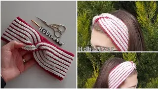 Легкий узор повязки на голову крючком для начинающих / Схемы вязания крючком повязки на голову