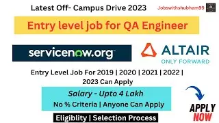Entry Level jobs for Fresher's | Off-Campus Drive 2023 | Salary - 4LPA  @jobswithshubham