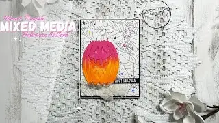 How To Make A Vibrant Pink And Orange Mixed Media Pumpkin Halloween Card!