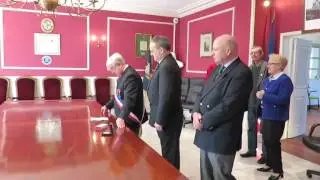 Dennis from Stourbridge Royal Marines Association receives his Legion D'Honneur medal at Arrowmache