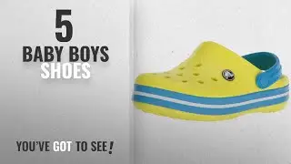 Top 10 Baby Boys Shoes [2018]: crocs Kids' Crocband K Clog,tennis ball green/ocean,4 M US Toddler