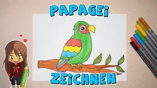 Papagei einfach malen f&uuml;r Kinder | ab 8 Jahren | Malen mit Evi | deutsch