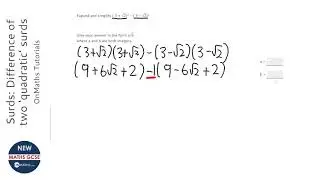 Surds: Difference of two &lsquo;quadratic&rsquo; surds (Grade 8) - OnMaths GCSE Maths Revision