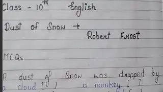 class 10 English poem MCQs Dust of Snow 👍🙏&hearts;️