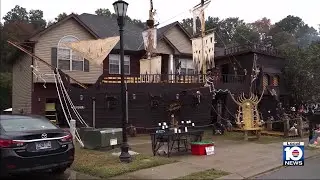 Army veteran builds interactive pirate ship for Halloween