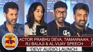 Watch Actor Prabhu Deva, Tamannaah, RJ Balaji & AL Vijay Speech at Devi Audio Launch | Thanthi TV