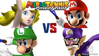 Mario Tennis Power Tour - Peach and Mario vs Luigi and Waluigi