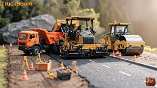 Mini Asphalt Paving Crew: Paver, Truck & Roller