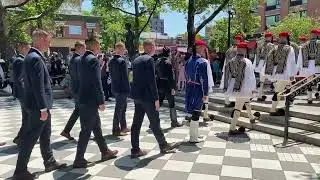 Evzones Exiting - Greek Flag Raising Ceremony in Astoria