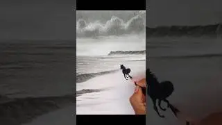 running horse on beach drawing with pencil /#shorts/#drawing /