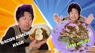 Trying the BEST Bacon Kimchi Hash and Ham Swiss CREPE