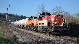 G&uuml;terzug auf der Zollernbahn mit 265 301(HZL/SWEG) und 261 301(Nrail) von Dotternhausen nach Mengen