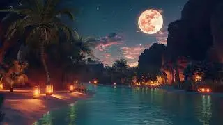 Magical Desert Oasis at Night | Relaxing Fantasy Ambience with Crickets, Gentle River & Fireflies