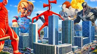 Horror creatures like red titans siren head huggy wuggy attack in indian bike driving 3D 
