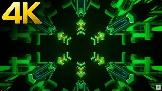 4 hour 4k OLED  Metallic Green color Relaxing Abstract Background Tunnel Video, screensaver