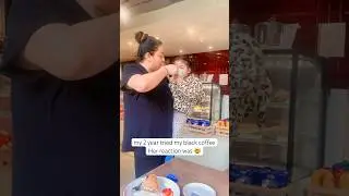 2 year old drinking BLACK COFFEE 🤯 #viral #viralbaby #cutebaby