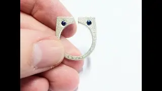 Men's Silver Sapphire Biker Ring 
