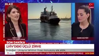 Erdoğan Ukrayna d&ouml;n&uuml;ş&uuml; u&ccedil;akta aralarında Derya Efe'nin de olduğu gazetecilerin sorularını yanıtladı