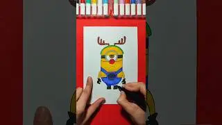 How to draw the Minion - reindeer Rudolph 🦌💛 #drawing #tutorial #funny #cartoon #minions #christmas