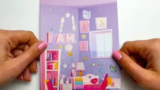 ASMR DIY a pink girl's room with scene stickers Use stickers to diy & relax Playtime miniature scene