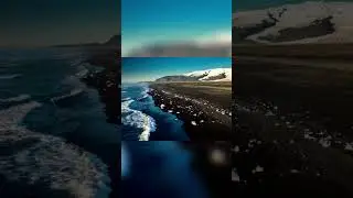 Iceland's Volcanic Black Sand Beach Waterfall #shorts