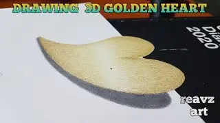 DRAWING 3D GOLDEN HEART