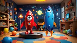 Seven Toy Rockets Count Down from Ten | Fun Counting and Song for Kids | Educational Nursery Rhyme