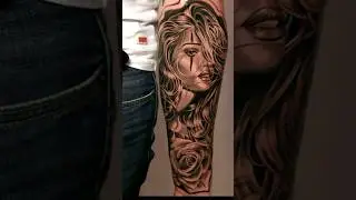 clown face girl and rose half sleeve forearm tattoo#shorts