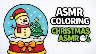 ASMR Coloring Christmas Snow Globe | Relaxing & Satisfying#coloring #christmas #drawing #art #cute 