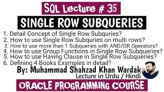 SINGLE ROW SUB QUERY | SQL Subqueries | Subqueries in SQL with examples | Nested Queries