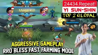 Aggresive Gameplay | RRQ Bless Fast Farming | Top Global 2 Yi Sun-Shin by 24434.Repeat! - Mobile Ace