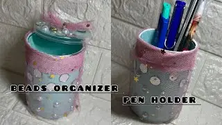 How to make beads organizer/ pen holder 😍