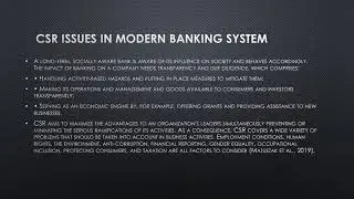 Corporate Social Responsibility Issues in Modern Banking System