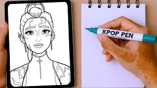 Рисунок Руми в стиле K-Pop «Охотник на демонов» 🎤⚔️ | Простой урок рисования