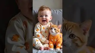 Who fart ? 🤔 Baby or Cat 😹| Baby fart and cat laughing🤣 #funny #cutecat #baby #shortsfeed #viral
